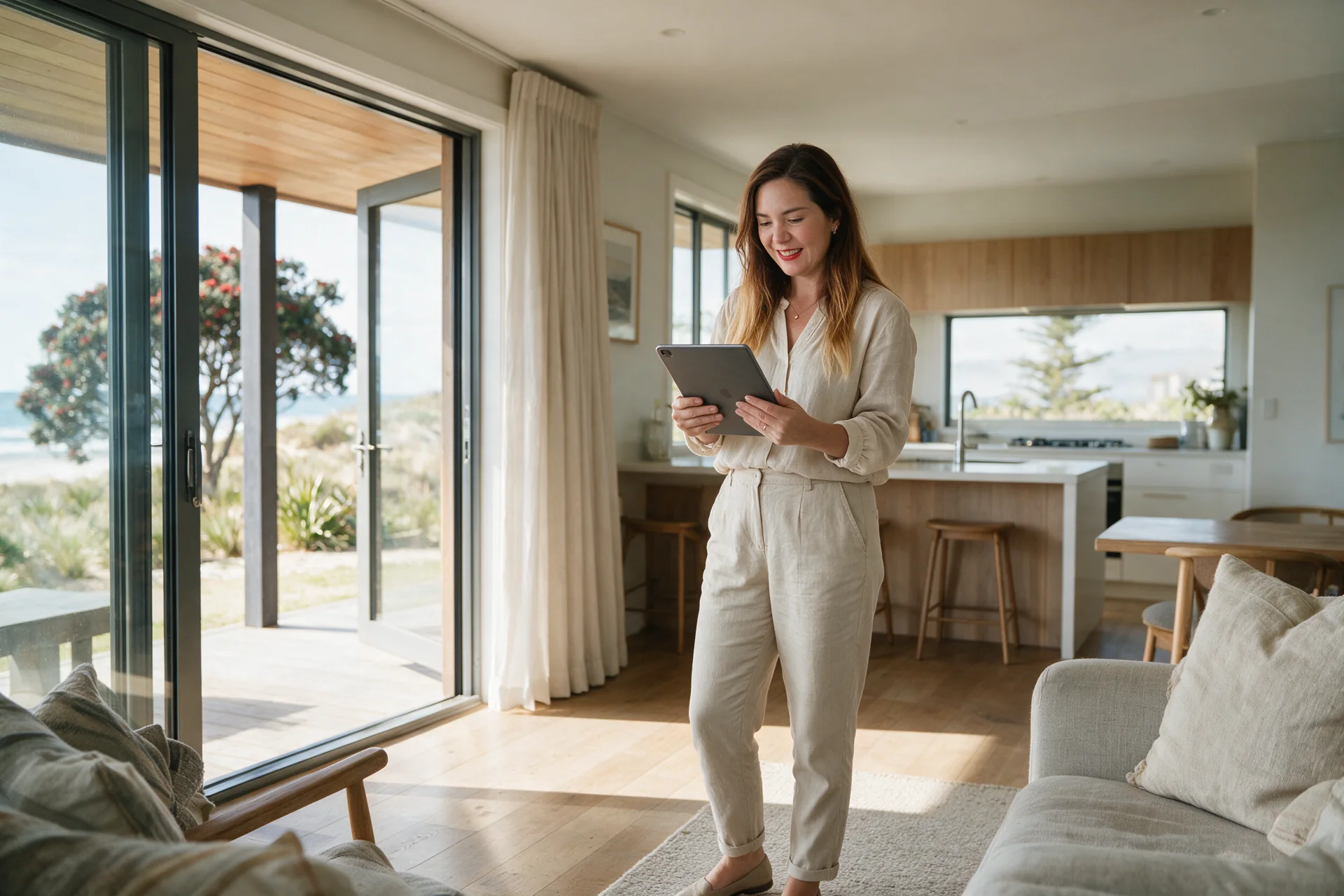 Amy reviewing a Signature Stays home.